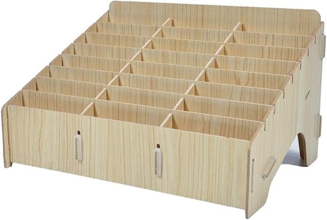 XICHENGSHIDAI Mobile Phone Storage Box, 24 Compartment Phone Holder, Caddy and Ink Pad Organizer for Office and School Supplies - Beige