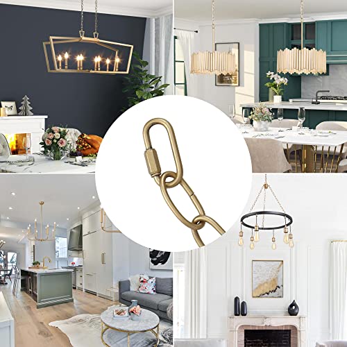 Image of Gold Lighting Chain, 19 Feet Metal Chandelier Chain Extension, Heavy Duty Pendant Chandelier Lighting Fixture Extra Chain with Connection Locks for Hanging Light