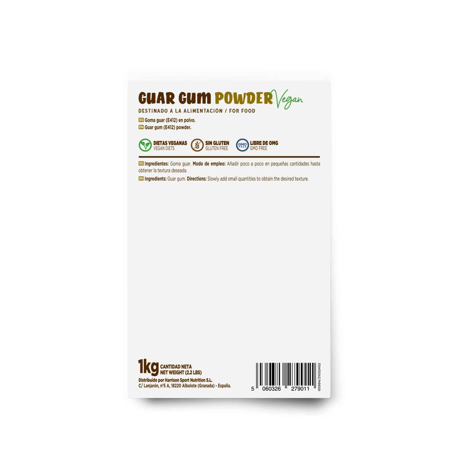 HSN Goma Guar en Polvo | Sin Sabor - 1000g | Espesante Natural y Saludable para Recetas | Fuente de Fibra + Saciante | No-GMO, Vegano, Sin Gluten, Sin Lactosa