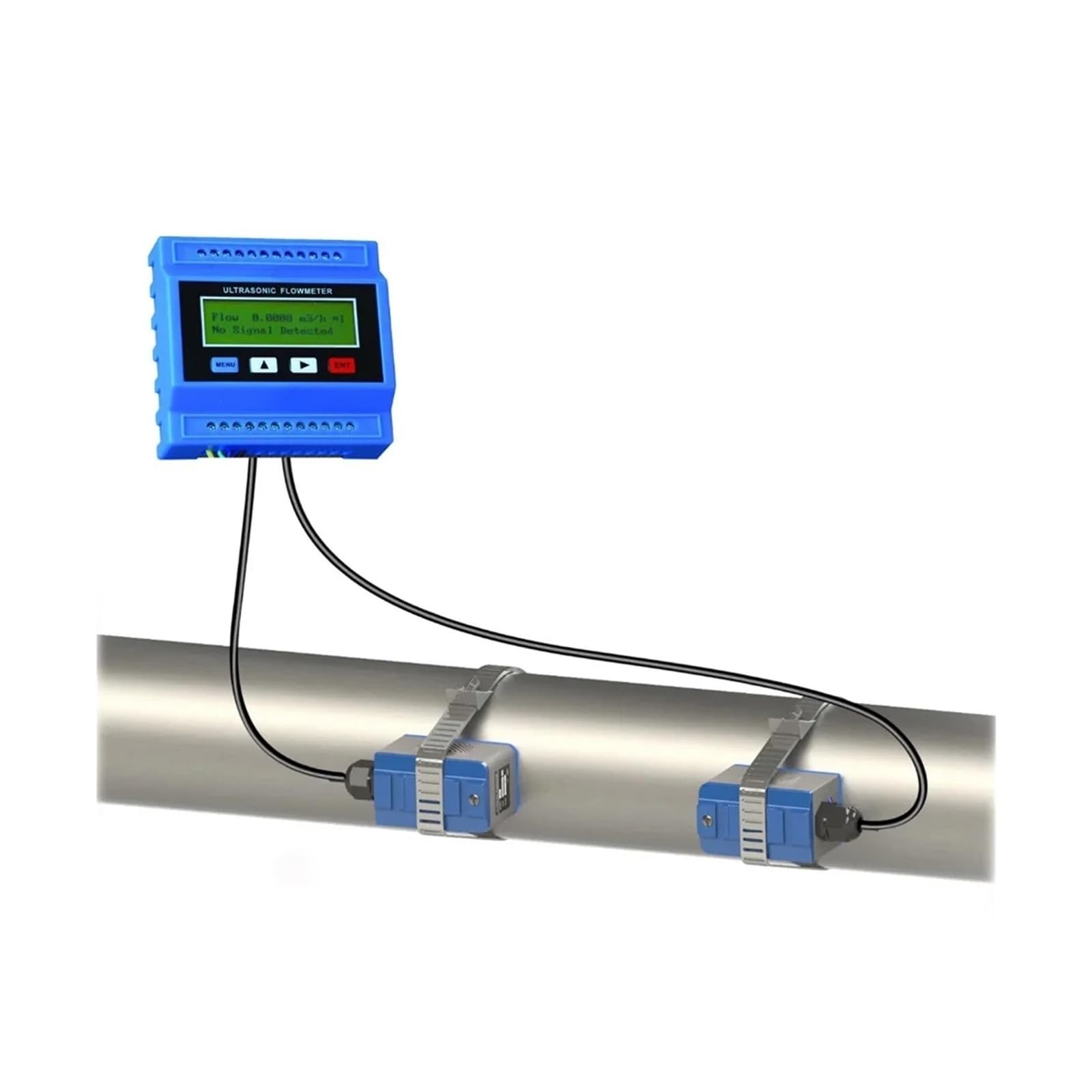 TUF-2000M Digitaler Flüssigkeitsdurchflussmesser, Ultraschall-Durchflussmodul mit Clamp-on-Sensor TS-2 TM-1 TL-1 DN15-DN6000 for Kupfer-/PVC-Rohre Präzise Messwerte(Host and TS-2)