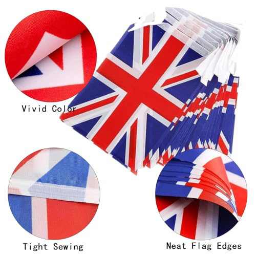 Image of UK Flags British String Flag Banners for Patriotic Events Independence Day Sports Bars Inside Outside Decorations 33 Feet 30 Flags
