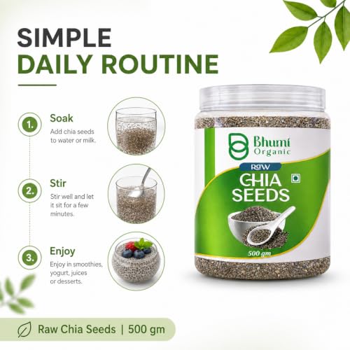 Image of Bhumi Organic Chia Seeds 500g | Seeds for Eating, Rich in Calcium, Rich in Protein, Rich in Fibre