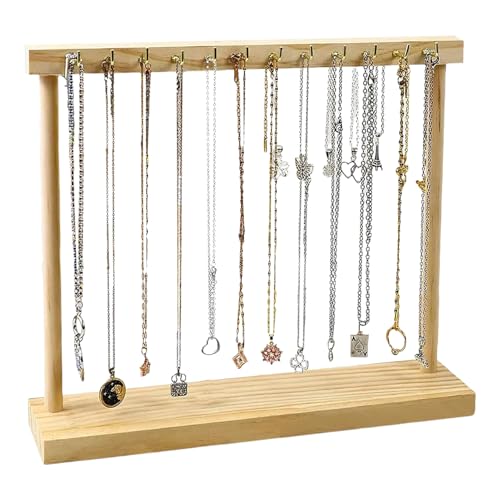 Organizador de joyas genérico – Soporte portátil ligero de madera con 12 ganchos | Organizador de joyas – para mujeres y niñas, pulseras y anillos, oficina, mesa de trabajo, cómoda,