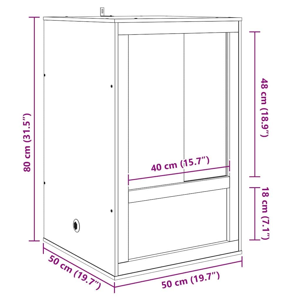 vidaXL Terrarium Braun 50 x 50 x 80 cm OSB, Rustikales quadratisches Terrarium für Reptilien, Amphibien und Nagetiere