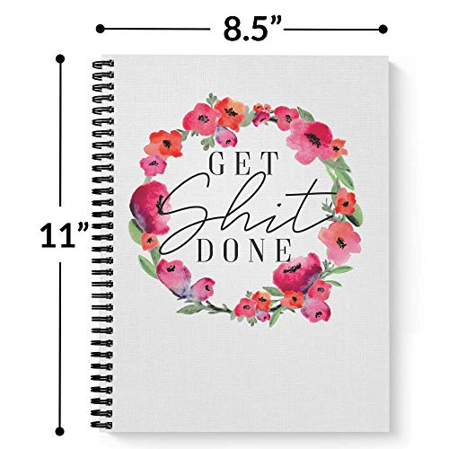 Softcover Get It Done 8.5" X 11" Motivational Spiral Notebook/Journal, 120 Checklist Pages, Durable Gloss Laminated Cover, Black Wire-O Spiral. Made In The Usa #TOP2