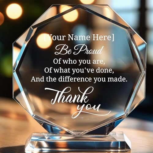 Image of Personalized Crystal Trophy Award - Custom Awards and Trophies for Employees, Coworkers, Boss - Retirement, Farewell, Appreciation, Recognition Gifts - Custom Plaques
