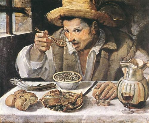 Affiche Toile Le Mangeur de Haricots Annibale Carracci 60x90cm