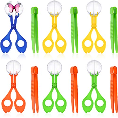 Mudder 12 Pieces Fine Motor Skill Toys Includes 6 Handy Scoopers 6 Jumbo Tweezers Bug Insects Tweezer Backyard Explorer Outdoor Tool Sensory Class Learning Tool Nature Exploration Observation