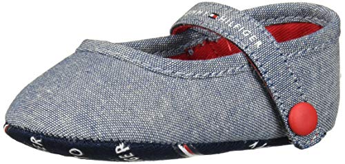 Tommy Hilfiger Unisex-Baby Layette Kids' MAREEY Toddler First Walker Shoe, Blue Chambray, 1 Regular US Infant