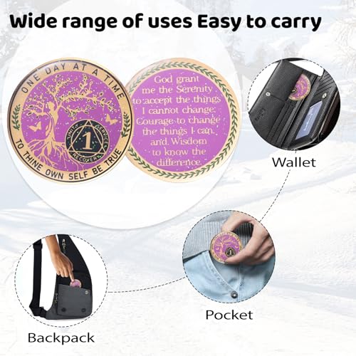 one year sobriety coin aa chips and medallions sobriety coin for women tree of life recovery coins anniversary token sobriety gifts alcoholics anonymous gift - to thine own self be true