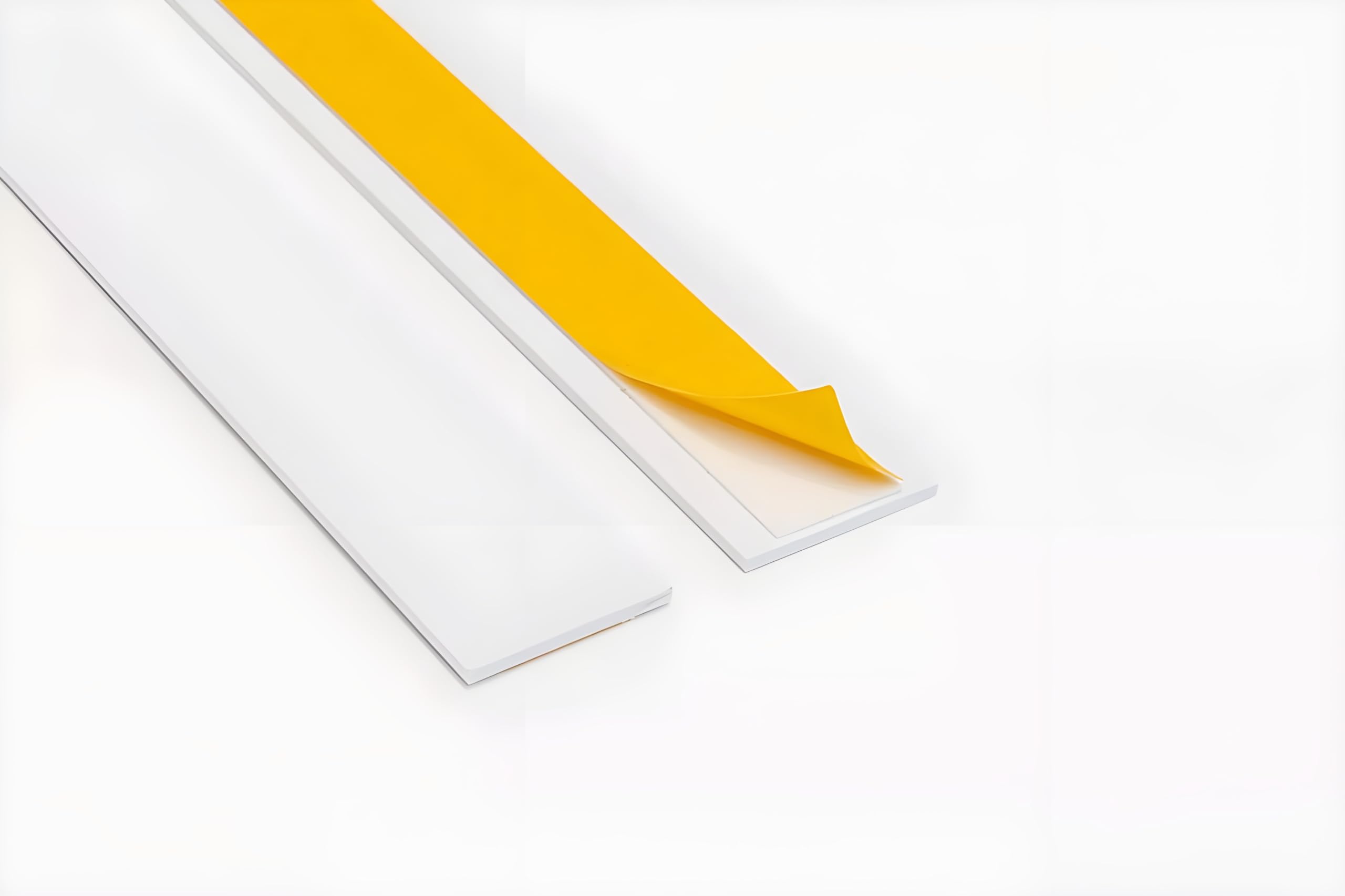 1 Metre (39.37") Self-Adhesive Durable PVC Flat Bar Trim Door Window Architrave UV Resistance in Black or White Cover for DIY Projects TMW Profiles (White - 50 x 3 mm)