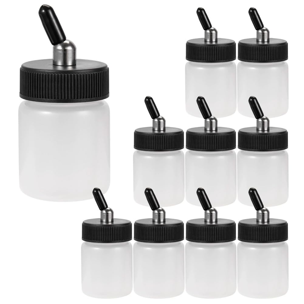 IJSDNVJNDX 10 Pcs 22CC Dual Action Airbrush Plastic Bottle Standard Suction Lid for Siphon Feed Airbrushes