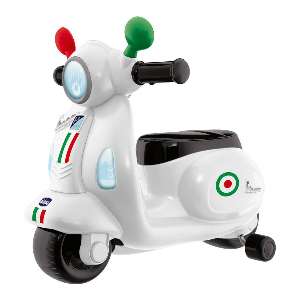 Chicco Vespa Primavera Ride-On for Children, 2 Riding Modes, 8 Fun Sound Effects and Tunes, Real Motor Sounds, Suitable From 1-3 Years, White, 00009519030000