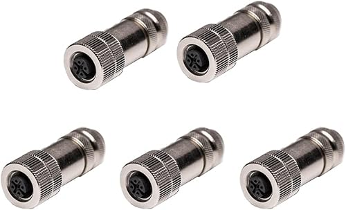 Elecbee 5 unids Profibus M12 A Código Campo Cable Conector 4 Pin hembra Asamblea Enchufe Shiled para 22AWG 0.34mm Cable