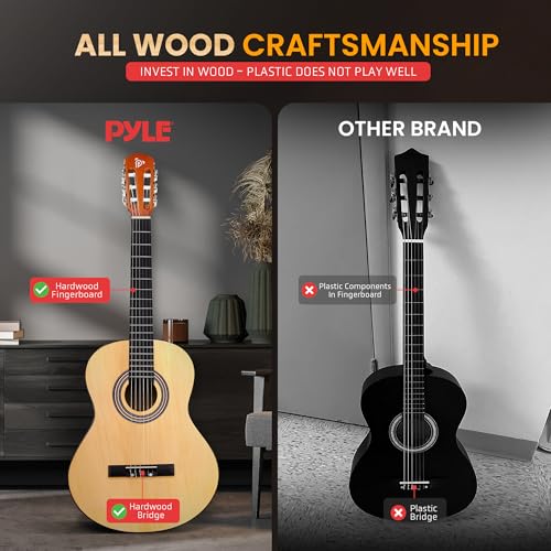 image for Pyle Beginner Acoustic Guitar Kit, 3/4 Junior Size All Wood Instrument