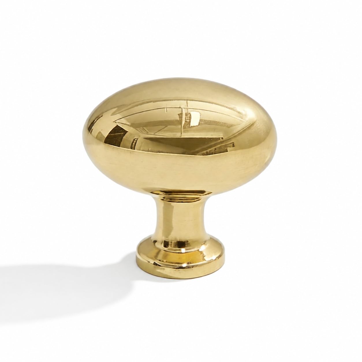 KHTUMEWARE 100% Solid Unlacquered Brass Cabinet Oval Knobs 1-1/8 in Diameter Vintage Retro Classic Knobs for Kitchen Cabinets,Bathroom Dressers and Cupboards(10,Egg knob) image