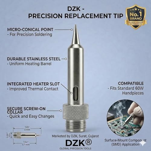 Image of DZK 60W 220V Professional Soldering Iron Kit with 100% Genuine Copper Tip & High-Qualit Solder Wire Fast Heating Electric Iron for Mobile Repair, DIY & Electronics Work (2026 Edition)