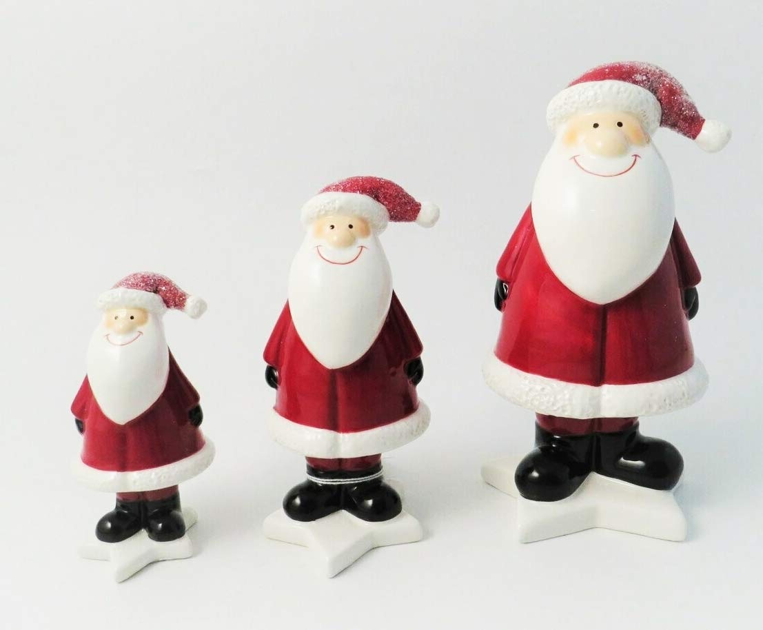 Giftware Trading Santa On A Star Ceramic Christmas Decoration - 3 Sizes (Small 12Cm)