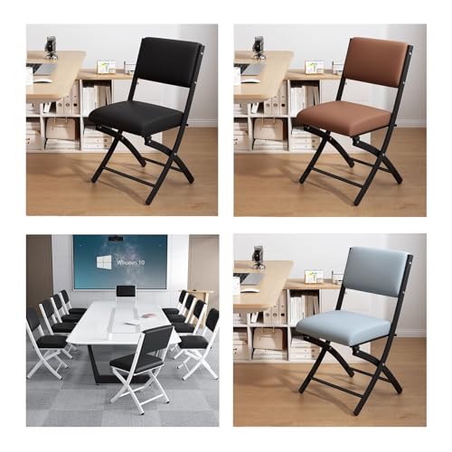 Chaise pliante de salle à manger en cuir matelassé orange chic - 7