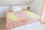 Collido Mandala Wandtuch aus Indien I 100% Baumwolle I ca. 210x220 cm I Indisches Bohemian Tuch I DEKO Wohnzimmer I Indischer Wandteppich als Überwurf oder Tagesdecke für Couch/Bett in Queen Size
