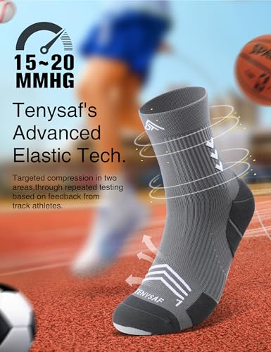 Compression Sport Running Socks: Athletic Crew Socks for Men Women Cycling Hiking Basketball Work,3 Pairs3