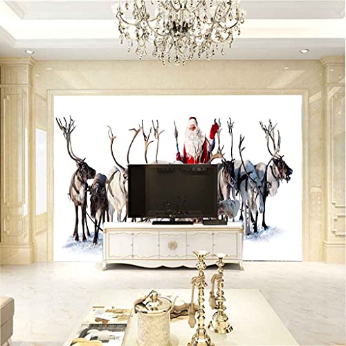 Papier Peint Canevas 3D Wapiti de Noël Auto-adhésif 300x210 cm