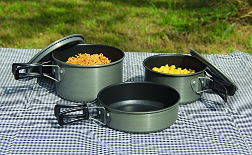 Texsport Black Ice The Scouter 5 Pc Hard Anodized Camping Cookware Outdoor Cook Set With Storage Bag , Small #TOP1