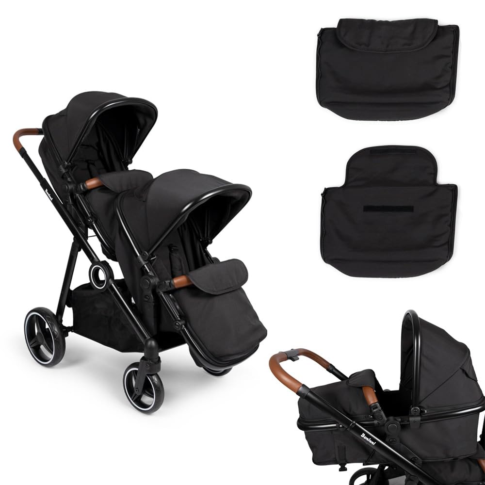Baninni Poussette Double 4-en-1 avec Siège d’Auto Luiz Noir