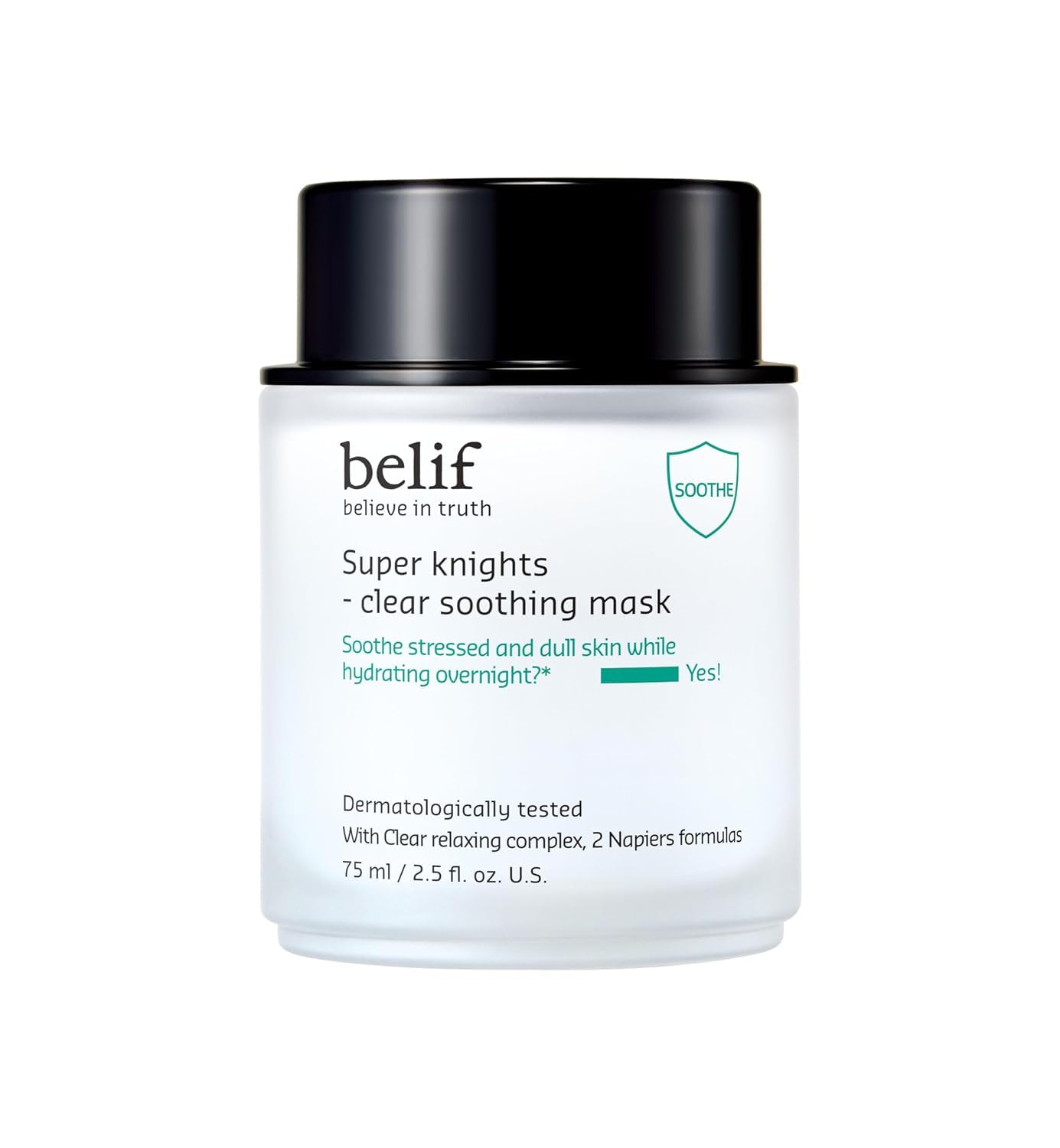 belif Super Knight Clear Soothing Mask, Overnight Hydrating Face Mask, Lightweight, Cooling & Antioxidant-Rich, Squalane, No Wash Off & No Sticky Residue, Korea