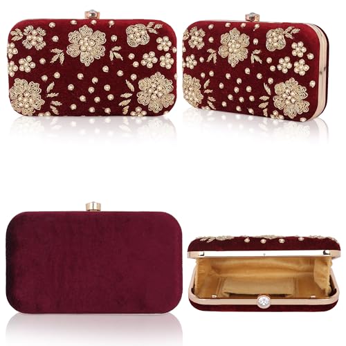 Image of RABIYA Clutch Purse for Women Formal Dressy Evening Clutches Handbags for Wedding Elegance Charm Premium Elegance Clutch Bag with Detachable Chain Handal | Gift for Women | Clutch for Women