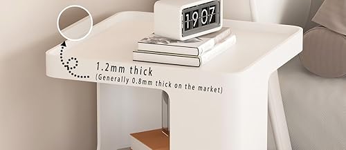 Miniatura 4 de Mesitas de noche blancas, mesa auxiliar moderna con almacenamiento de 3 niveles, mesa auxiliar blanca para sofá, sala de estar, dormitorio, mesitas
