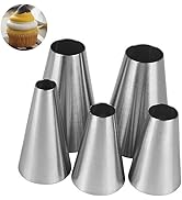 Hendiy 5 psc/set Large Round Piping Tip, Stainless Steel Professional Baking Decoration Tools for...