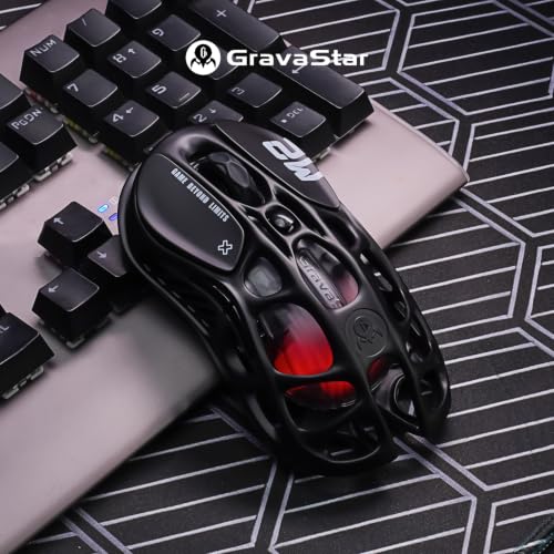 Image of GravaStar Mercury M2 Wireless Gaming Mouse with 26,000 DPI, PAW3395DM Sensor -79g Lightweight Hollowed-Out Design -5 Programmable Buttons -5 Dynamic Lightsync RGB