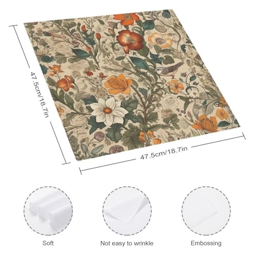 Servilletas de Tela con patrón Retro floral cuadradas 47.5 cm miniatura 2