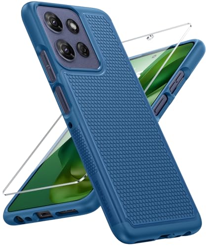 Image of FNTCASE for Moto G-Power 2025 Case: Motorola G Power 2025 Case 14FT Military Grade Drop Protection with Screen Protector Shockproof Anti-Slip Rugged Matte Dual Layer Daily Cover 6.8 Inch (Blue)