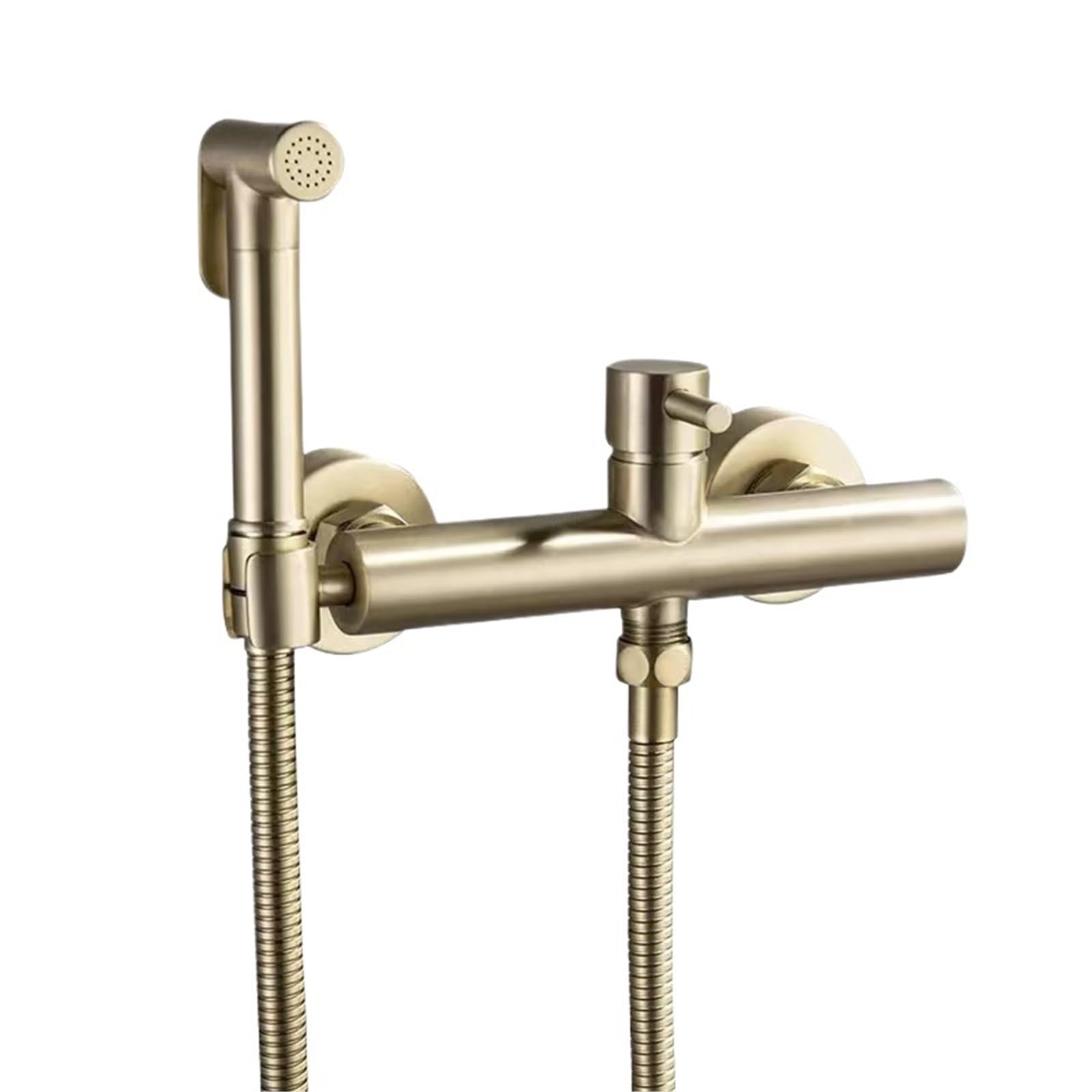 ZYCHSJXA Brass Bidet Faucet Set Handheld Ducha Higienica Hot Cold Toilet Crane Women(Gold Faucet)