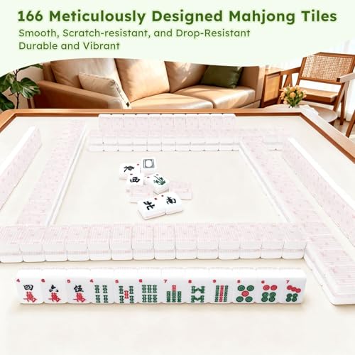 Set de fichas Mahjong Americano con bolsa y accesorios miniatura 7