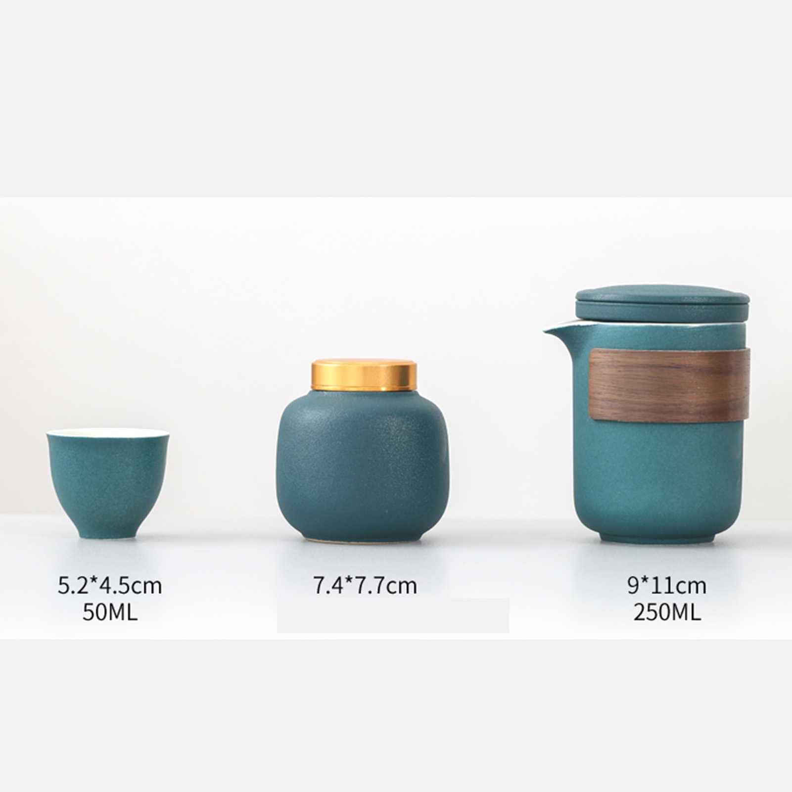 Wygodny podróżny herbata kawa chińska herbata gongfu ceramiczny zestaw do herbaty filiżanka do herbaty puszki na herbatę zestaw kubków projekt prezent niebieski czerwony (czarny 9 * 11 cm)