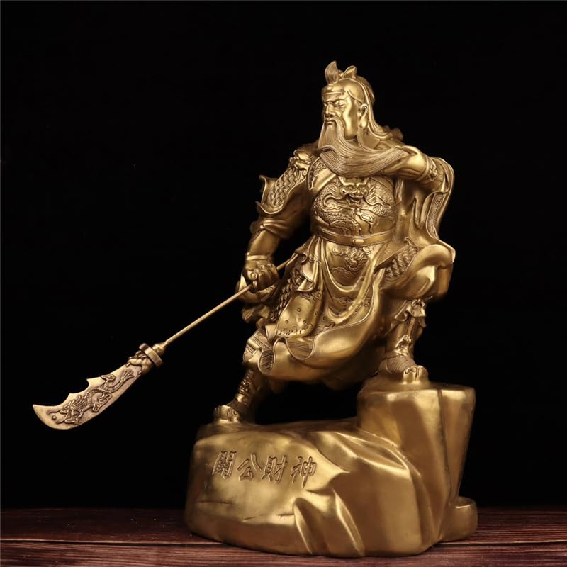 Figurka Buddy do wnętrz mosiężne rzemiosło Guan Gong ozdoby posąg Buddy Bóg bogactwa kasa sklepowa Feng Shui dekoracja medytacyjna statuetka buddy rzeźba
