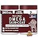 Dog Skin and Coat Supplement -360 Soft Chew Omega Treats for Skin Allergies -Salmon Oil Blend of Essential Fatty Acids, Omega 3, 6, Vitamins, Minerals -Made in USA (2 Packs of 180, Lamb Flavor)
