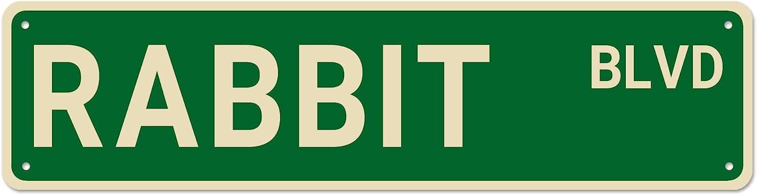 Smazdfxx A5412 Rabbit Blvd Vintage Tin Signs Art Plaque Aluminum For Bedroom Kitchen Garden Wall Bar Club Coffee Hanging Home Decor 4X16 Inch