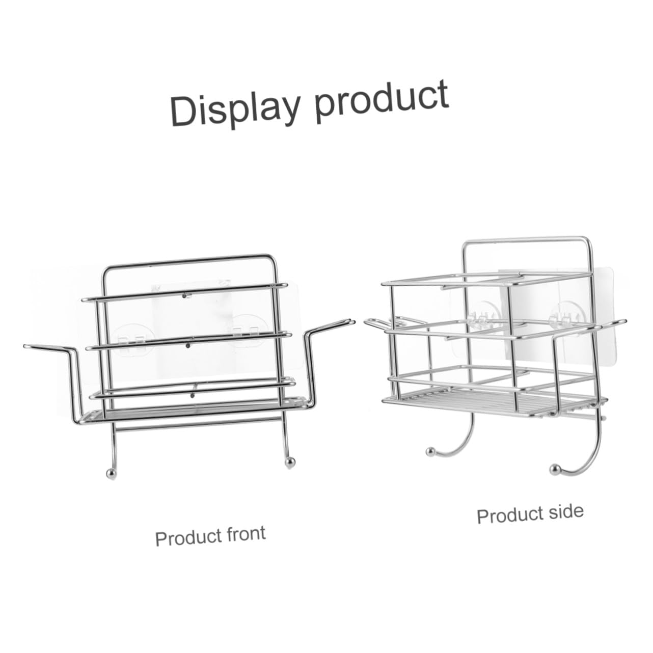 Estante de Ducha para Colgar Diseño sin Perforaciones en Acero Inoxidable Plata, Organizador para Baño Soporte para Cepillos y Capacidad para 2 Tazas