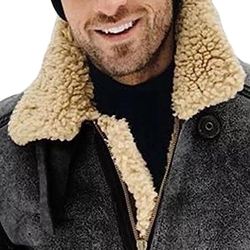 Chaqueta de cuero sintético con forro de piel para hombre miniatura 2