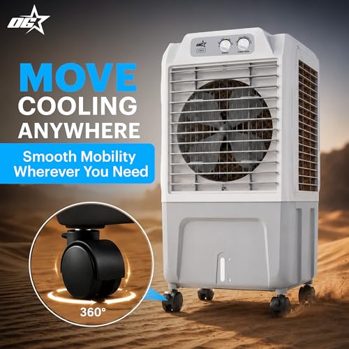 Image of OG STAR 55L Personal Air Cooler with Honeycomb Pads, 3-Speed Control, Water Level Indicator & Water Inlet Powerful Evaporative Cooler for Home, Office & Outdoor Use
