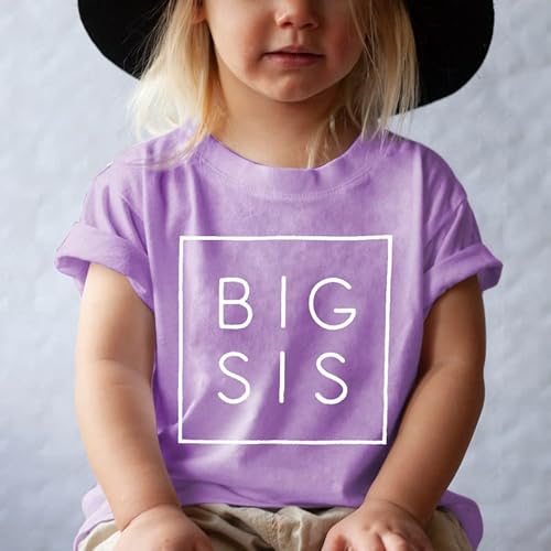 Uniqueone Big Sister Colorful Sibling Reveal Announcement T-Shirt For Baby And Toddler Girls Sibling Outfits #TOP1