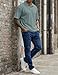 JMIERR Men's Fashion Cable Knit Polo Shirt Short Sleeve Lightweight Textured Sweater Tee for Spring Summer, XL, Cedar Geen