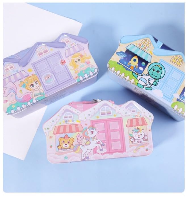 Image of Money Saving Bank with Coin Slot / /Creative Cartoon Design Money Bank / /Plastic Piggy Bank for Boys & Girls (Pack of 1) (House Metal Bank - Mermaid)