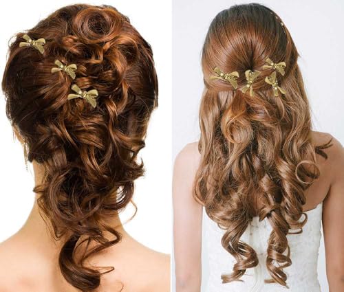 10 piezas de pinzas para cabello con lazo mini para mujer para fiesta y bodas, color dorado miniatura 5