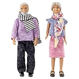BEWEGLICHE PUPPENHAUSFIGUREN: Oma und Opa kommen zu Besuch! Arme und Beine von den Spielzeugfiguren sind flexibel, beweglich und gelenkig. Die Kleidung kann leicht ausgezogen werden. Grenzenloses Spielvergnügen für kleine und grosse Kinder.