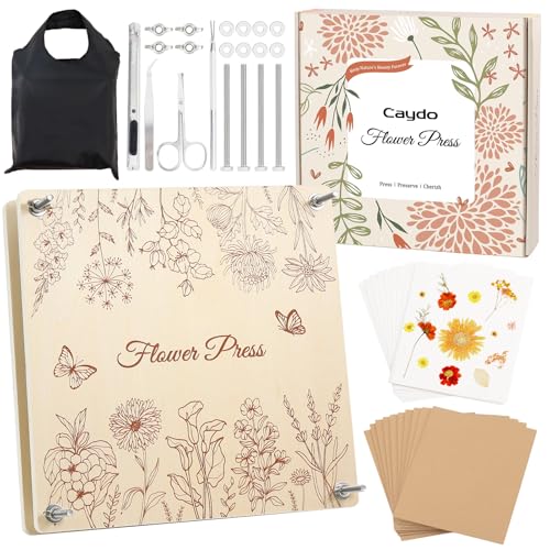 Caydo Wooden Flower Press Kit 11"x11" 10 Layers for Adults, DIY B...